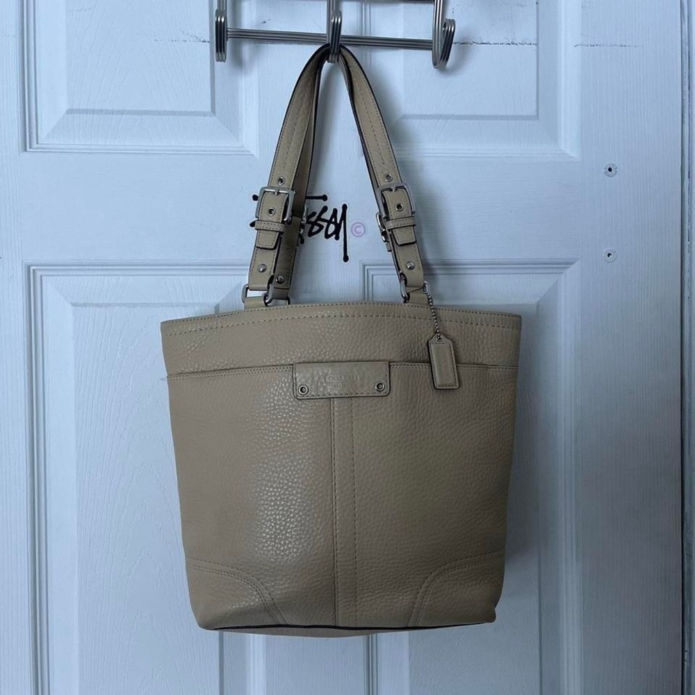 y2k 2000s Coach pebble Leather Hampton Tote shoulder bag / handbag
